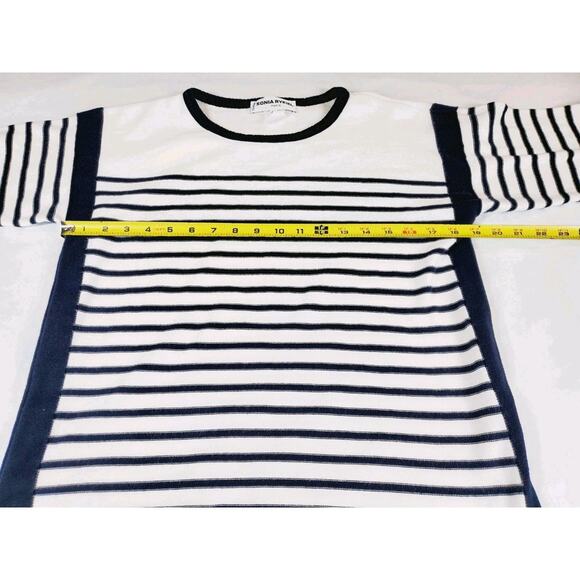 Sonia Rykiel Paris DESIGNER Womens 40 Sweater Blue & White Striped French Cotton - Picture 8 of 9